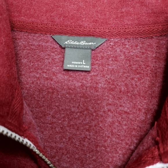 Eddie Bauer Camp Fleece 1/4 Zip Pullover Maroon Women's Large - Picture 2 of 5